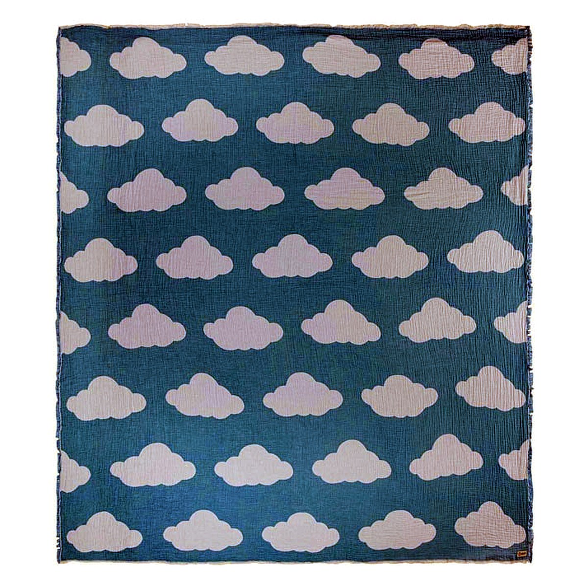 Cloud Pattern Party Blanket · 4-Layer Gauze in Blue — wholesale Turkish cotton, 90 × 90 in