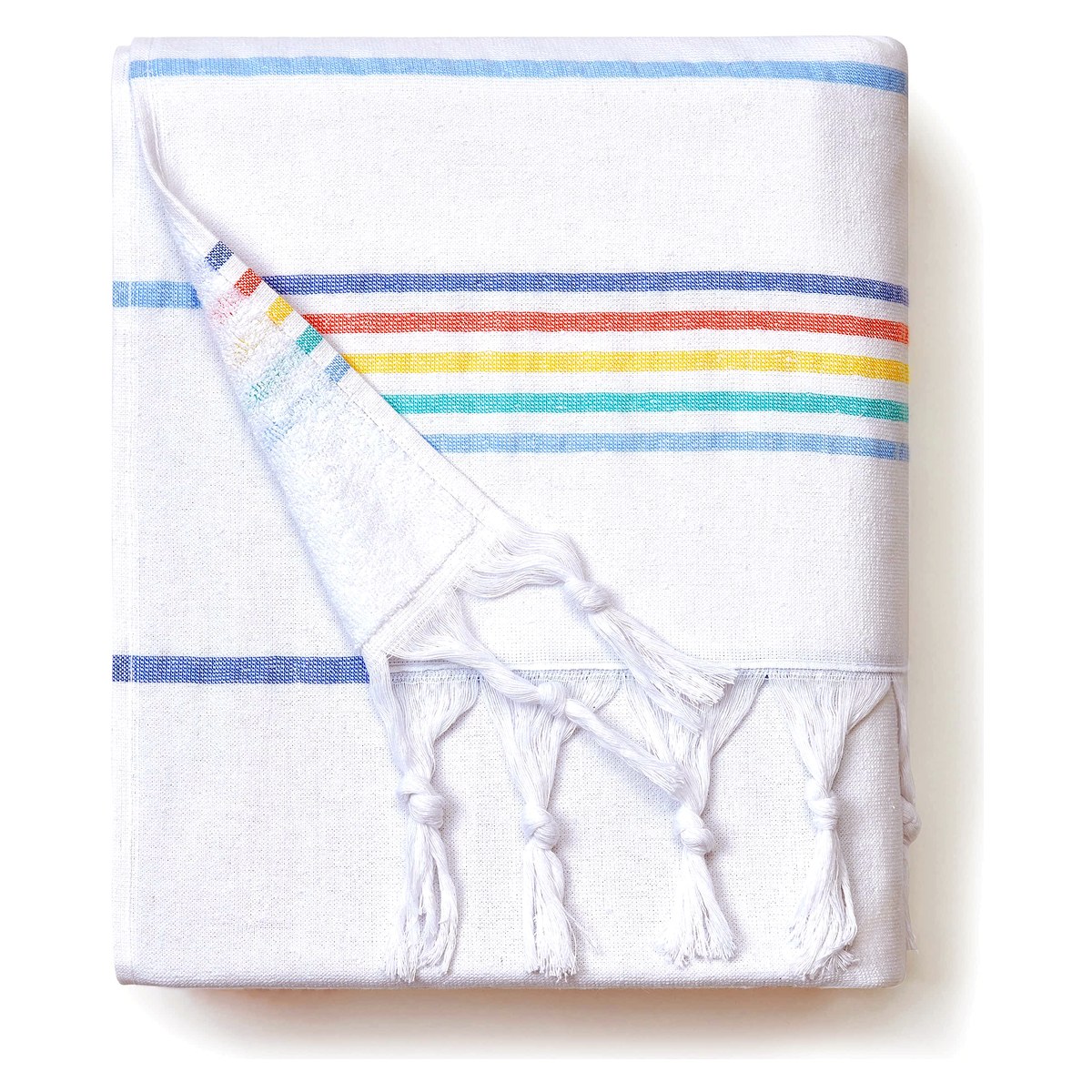 Rainbow Fouta Terry Beach Towel · 400 GSM — wholesale Turkish cotton towel, 40 × 70 in