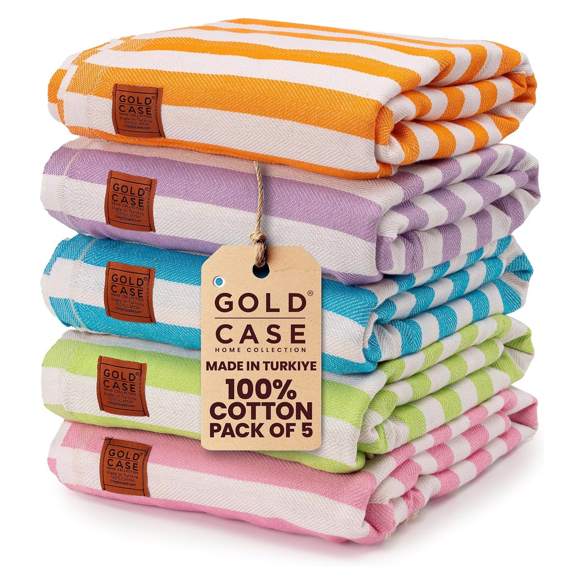 Pastel Stripe Turkish Beach Towels · 5 Pack — wholesale Turkish cotton towel, 40 × 71 in