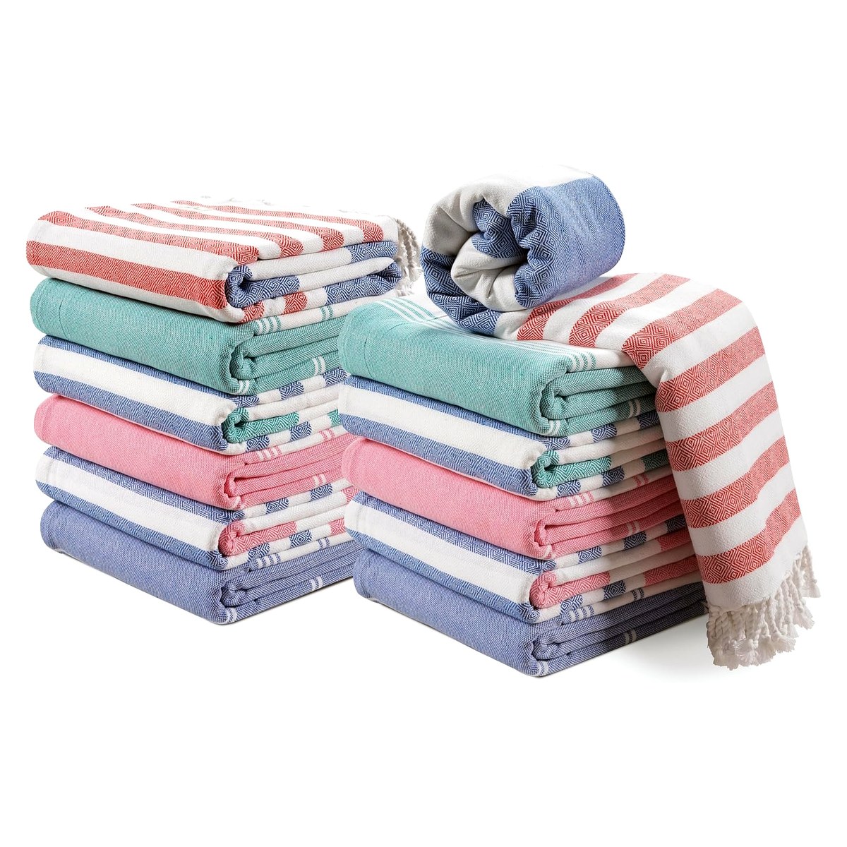 Coastal Symphony Turkish Beach Towels · 12 Pack — wholesale Turkish cotton towel, 39 × 71 in
